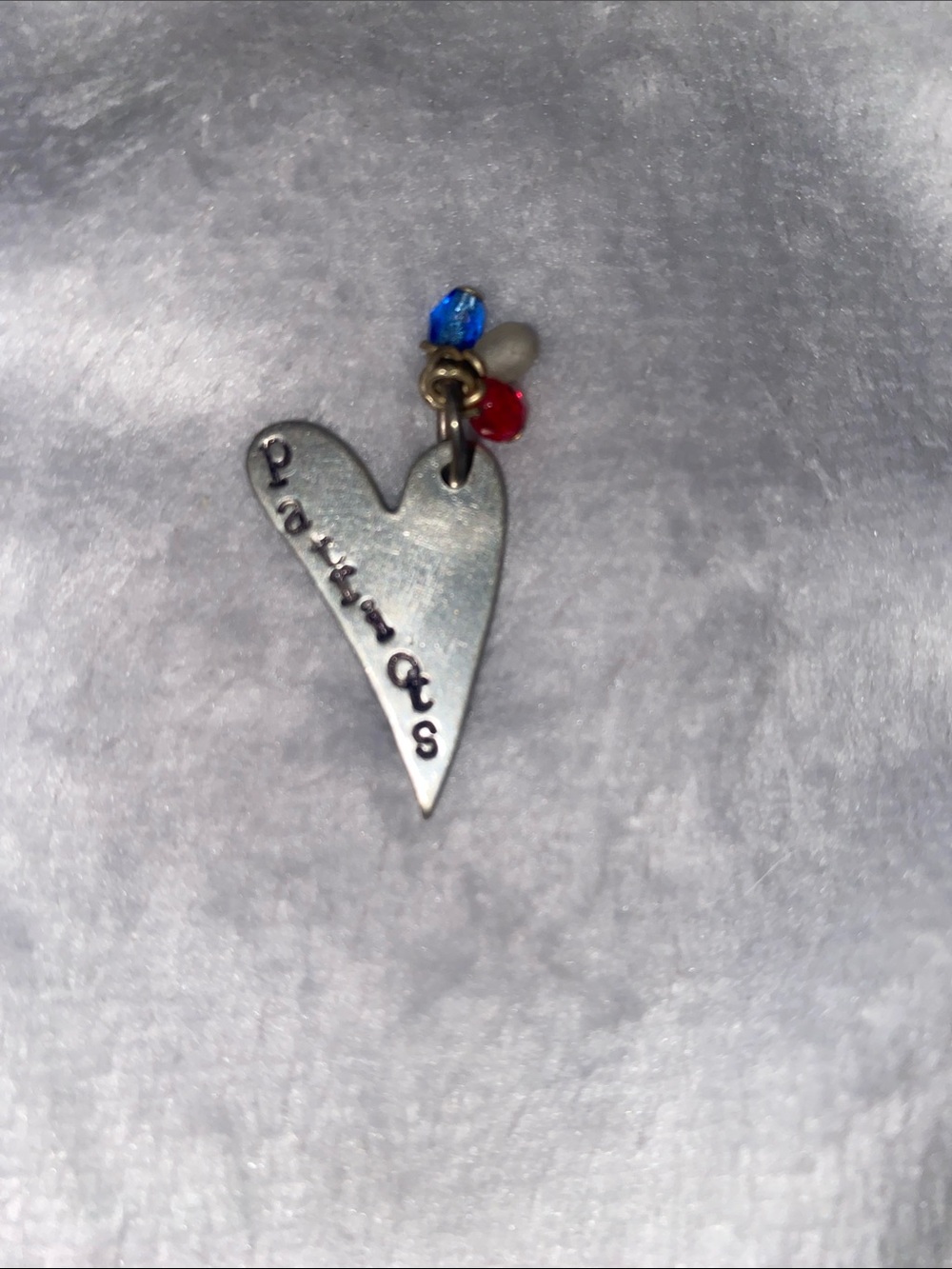 Silver Heart Charm Pendant with Color Beads great for a necklace